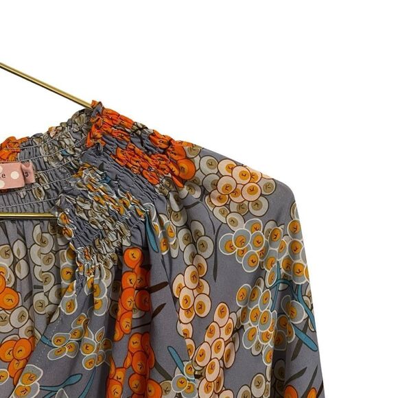 Traffic People Corrine Midi Dress In Grey Floral Berry Ballon Sleeves Size XS - Picture 3 of 9